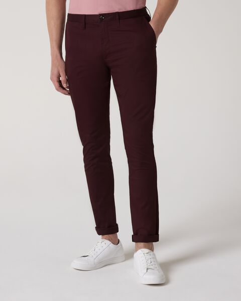 Ultra Slim Stretch Cotton Chino, Aubergine, hi-res
